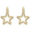 E-5230 Cute Gold Metal Star Shape Rhinestone Drop Earrings for Women Girl Party Jewelry