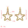 E-5230 Cute Gold Metal Star Shape Rhinestone Drop Earrings for Women Girl Party Jewelry