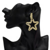 E-5230 Cute Gold Metal Star Shape Rhinestone Drop Earrings for Women Girl Party Jewelry