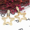 E-5230 Cute Gold Metal Star Shape Rhinestone Drop Earrings for Women Girl Party Jewelry