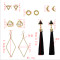 E-5235  6 Pairs/set New Trendy Gold Metal Moon Shape Cotton Tassel Earrings for Women Party Jewelry