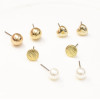 E-5244 6 Pairs/set New Trendy Gold Metal Heart Leaf Shape Pearls Crystal Tassel Earrings for Women Party Jewelry
