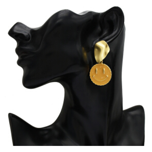 E-5248 Fashion Geometric Smile Shape Gold Metal Drop Earrings for Women Party Jewelry Gift