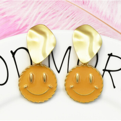 E-5248 Fashion Geometric Smile Shape Gold Metal Drop Earrings for Women Party Jewelry Gift