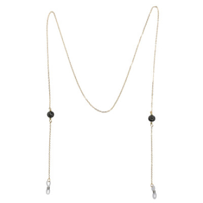 N-7203 Fashion White Black Rhinestone Ball Eye Glasses Chains Sunglasses Spectacles Chains Party Jewelry