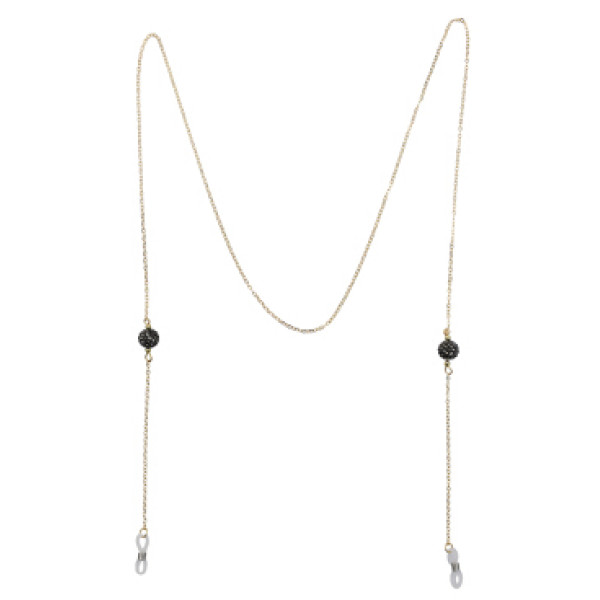 N-7203 Fashion White Black Rhinestone Ball Eye Glasses Chains Sunglasses Spectacles Chains Party Jewelry