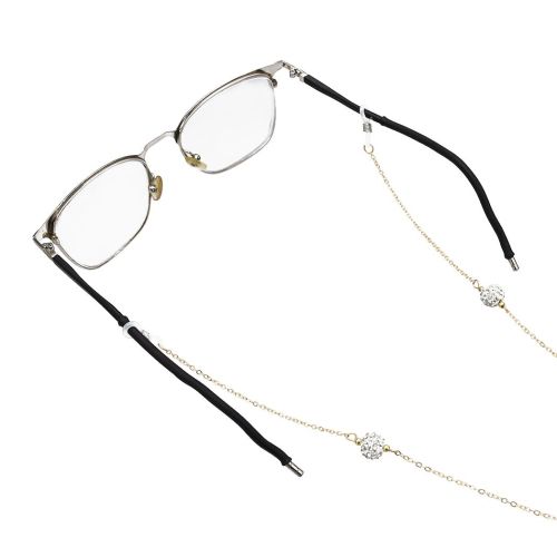 N-7203 Fashion White Black Rhinestone Ball Eye Glasses Chains Sunglasses Spectacles Chains Party Jewelry