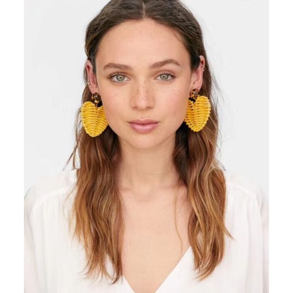 E-5225 4 Colors Cane Grass Love Heart Cute Earrings
