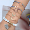 B-0956  6Pcs/Set 2 Styles Bohemian Multilayer Acrylic Beads Bracelets & Bangles Charm Party Jewelry