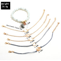 B-0956  6Pcs/Set 2 Styles Bohemian Multilayer Acrylic Beads Bracelets & Bangles Charm Party Jewelry