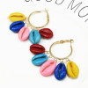 E-5249  2 Colors Fashion Round Shell Alloy Big Earring For Woman Jewelry Design
