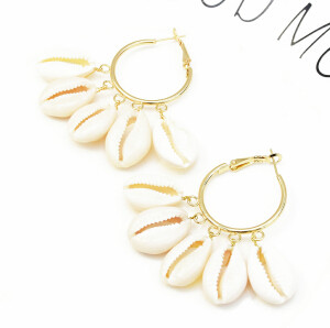 E-5249  2 Colors Fashion Round Shell Alloy Big Earring For Woman Jewelry Design