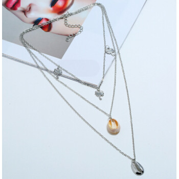 N-7204 Vintage Ethnic Silver Gold Alloy Shell Statement Necklace For Women Fashion Jewerly