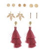 E-5246  6 Pairs/Set Boho Gold Metal Leaves Shape Pearl Drop Earrings Sets for Women Party Jewelry