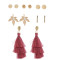 E-5246  6 Pairs/Set Boho Gold Metal Leaves Shape Pearl Drop Earrings Sets for Women Party Jewelry