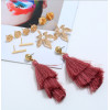 E-5246  6 Pairs/Set Boho Gold Metal Leaves Shape Pearl Drop Earrings Sets for Women Party Jewelry
