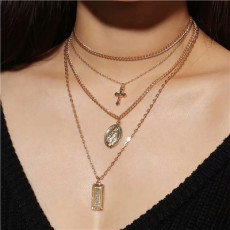 N-7205  2 Colors Multi-Layer Chain Ladies Elegant Necklace Pendant Necklace