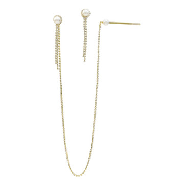 E-5254 Fashion  Silver Gold Color Pearl Rhinestone Drop Earrings with Hair Clip Party Jewelry