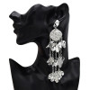 E-5255  2 Colors Metal Piece Tassel Pendant Earrings