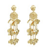 E-5255  2 Colors Metal Piece Tassel Pendant Earrings