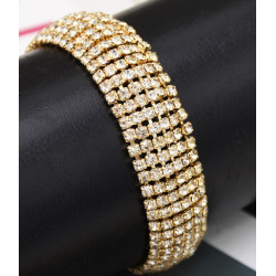 B-0955 Gold Silver Trendy Unique Full Shining Crystal Rhinestone Little Acrylic Sequins Cuff Bracelet Bangle For Women