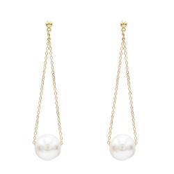 E-5256 2 Style Gold Silver Metal Artificial Pearls Dangle Earrings For Women Girl