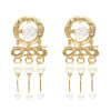 E-5260 Fashion Big Silver Gold Metal Simulated Pearl Drop Earrings for Women Girl Party Jewelry