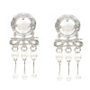 E-5260 Fashion Big Silver Gold Metal Simulated Pearl Drop Earrings for Women Girl Party Jewelry