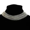 N-7210 Multi-Layer Silver Chain 17 Row Full Clear Rhinestone Choker Necklace