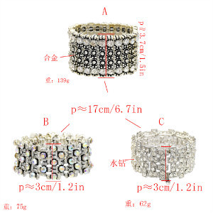 B-0957 Bohemia Trendy Unique Full  Shining Crystal Rhinestone Little Acrylic Sequins Cuff Bracelet& Bangle For Women Jewelry Design