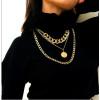 N-7214 Fashion Multilayers Gold Silver Color Coin Tassel Necklaces for Women Wedding Party Jewelry