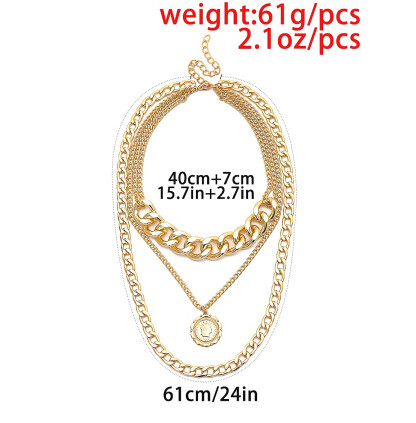 N-7214 Fashion Multilayers Gold Silver Color Coin Tassel Necklaces for Women Wedding Party Jewelry
