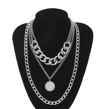 N-7214 Fashion Multilayers Gold Silver Color Coin Tassel Necklaces for Women Wedding Party Jewelry