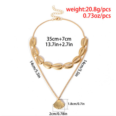 N-7216 Summer Beach Turkish Silver Gold Shell Statement Necklace for Women's Jewelry Design