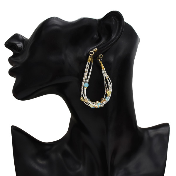 E-5264 Electroplated Color Earrings Bohemian Beaded Eardrop Geometric Dangle Earrings