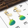 E-5270  8 Colors Gold Plated Zinc Alloy Natural Shell Shaped Star Drop Dangle Earrings For Women