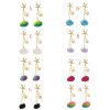 E-5270  8 Colors Gold Plated Zinc Alloy Natural Shell Shaped Star Drop Dangle Earrings For Women