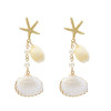 E-5270  8 Colors Gold Plated Zinc Alloy Natural Shell Shaped Star Drop Dangle Earrings For Women