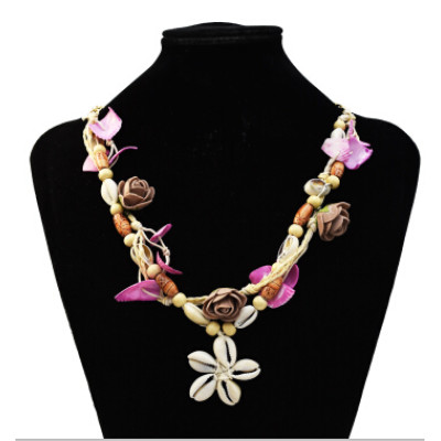 N-7224 Handmade Natural Sea Shell Flower Pendant Necklaces for Women Boho Party Beach Jewelry