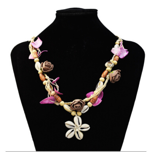 N-7224 Handmade Natural Sea Shell Flower Pendant Necklaces for Women Boho Party Beach Jewelry