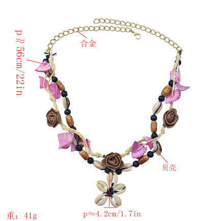 N-7224 Handmade Natural Sea Shell Flower Pendant Necklaces for Women Boho Party Beach Jewelry