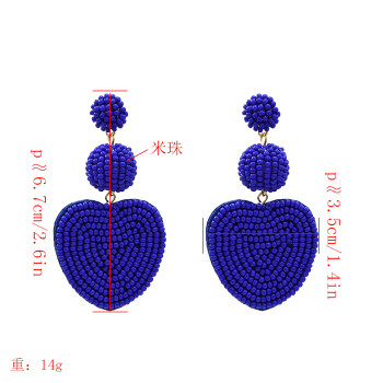 E-5275  4 Colors Beads Ball Dangle Heart Shape Cute Earrings For Women Jewelry