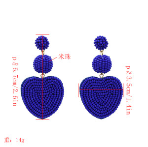 E-5275  4 Colors Beads Ball Dangle Heart Shape Cute Earrings For Women Jewelry
