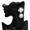 E-5278 Fashion Elegant Gold Big Faux Pearl Square Dangle Earrings Statement For Wedding Women Bijoux Jewelry