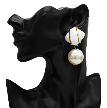 E-5278 Fashion Elegant Gold Big Faux Pearl Square Dangle Earrings Statement For Wedding Women Bijoux Jewelry