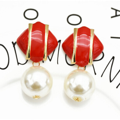 E-5278 Fashion Elegant Gold Big Faux Pearl Square Dangle Earrings Statement For Wedding Women Bijoux Jewelry