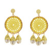 E-5279 Handmade Woven Cotton Natural Sea Shell Drop Dangle Earrings for Women Girl Summer Beach Party Jewelry