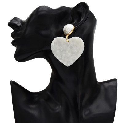 E-5282  3 Colors Acrylic Heart-shaped Earrings Mixed Color Drop Earrings For Women Jewerly