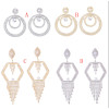 E-5285 Fashion Silver Gold Metal Full Crystal Rhinestone Drop Earrings for Women Bridal Wedding Party Jewelry