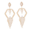 E-5285 Fashion Silver Gold Metal Full Crystal Rhinestone Drop Earrings for Women Bridal Wedding Party Jewelry
